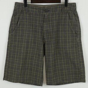 Alpine Design Men's Size 32 Black & Brown Plaid Woven Flat Front Casual Shorts